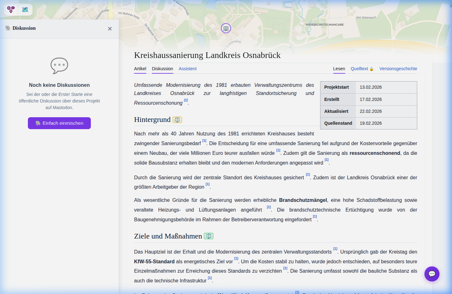 Diskussions-Panel mit Mastodon-Integration