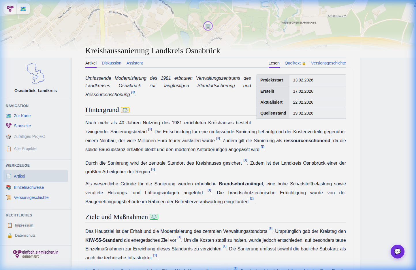 KI-generierter Wiki-Artikel zu einem kommunalen Projekt